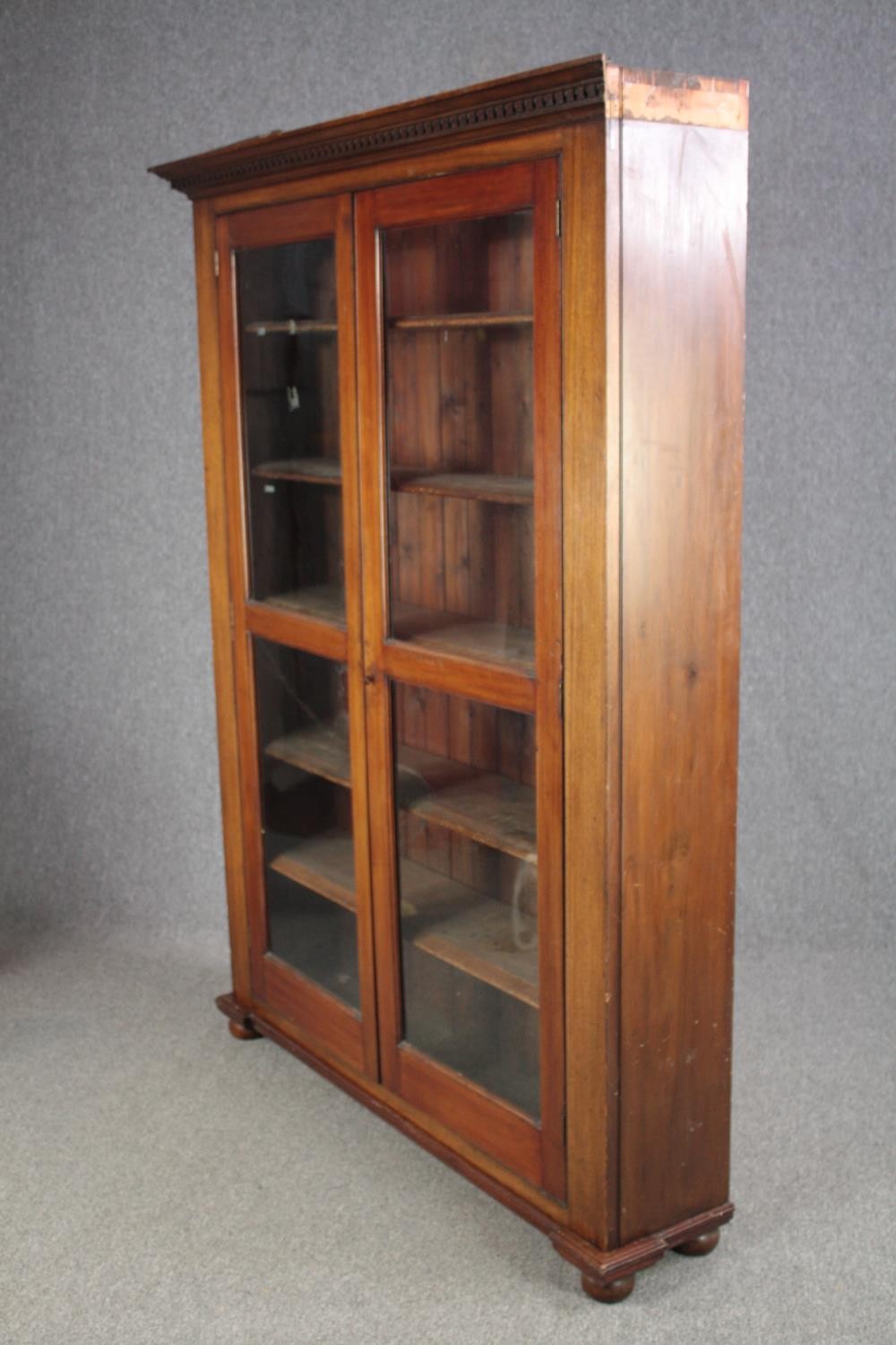 Library bookcase, 19th century full height walnut. H.190 W.145 D.31cm. - Image 3 of 6