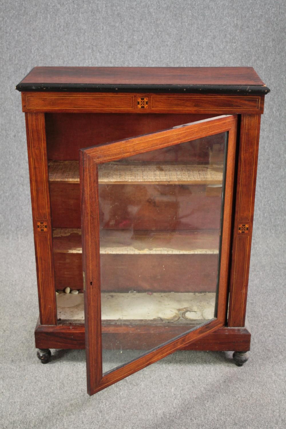 Pier cabinet, 19th century walnut with satinwood and ebony inlay. H.107 W.78 D.30cm. - Image 5 of 5