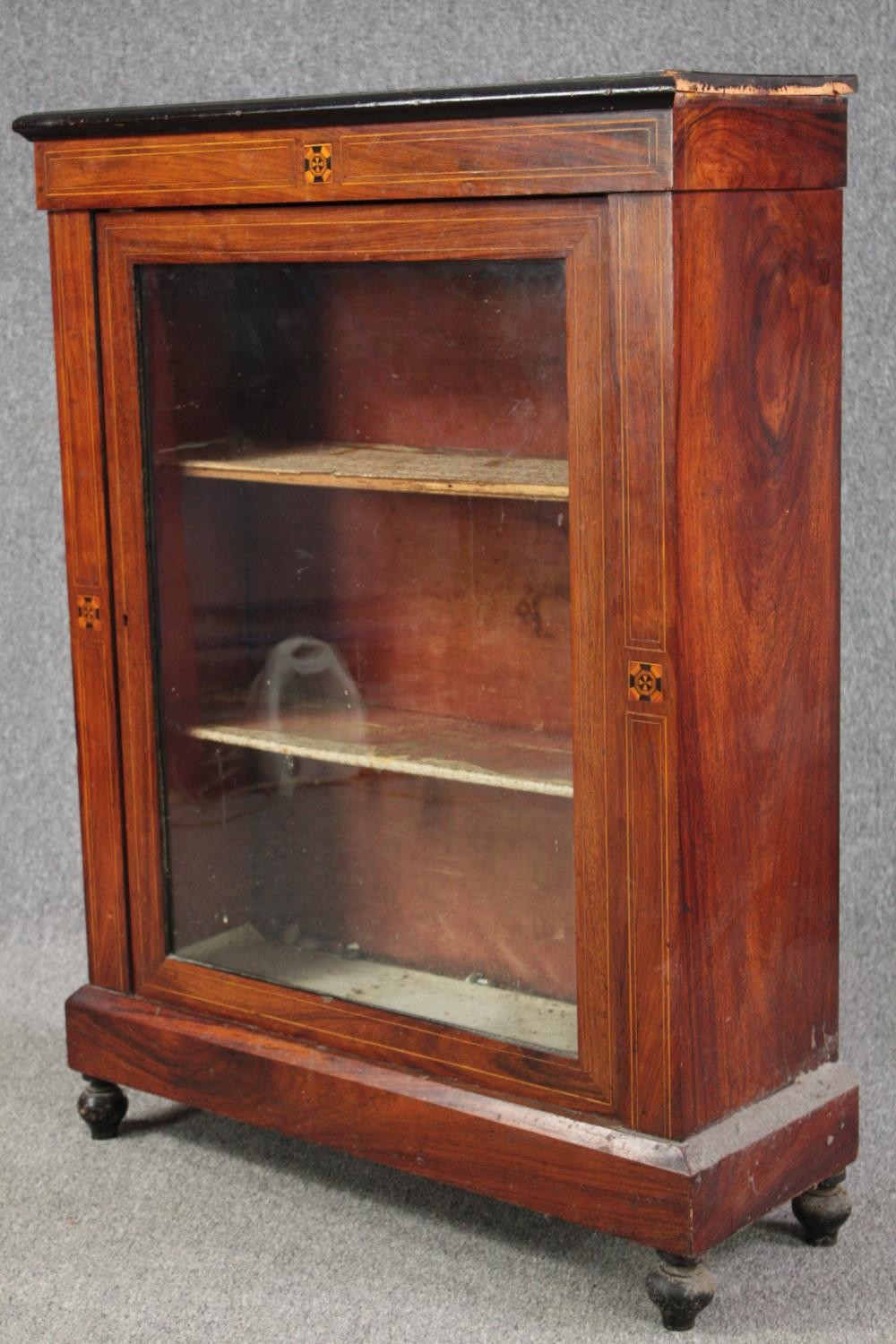 Pier cabinet, 19th century walnut with satinwood and ebony inlay. H.107 W.78 D.30cm. - Image 3 of 5