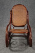 Rocking chair, vintage bentwood with caned back and seat. H.82cm.