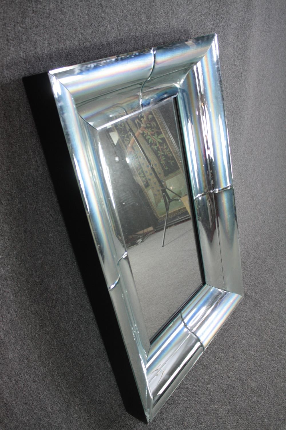 Wall mirror, contemporary, glazed cushion frame. H.122 W.80cm. - Image 3 of 4