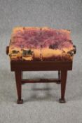 Piano stool, Edwardian mahogany with rise and fall action.