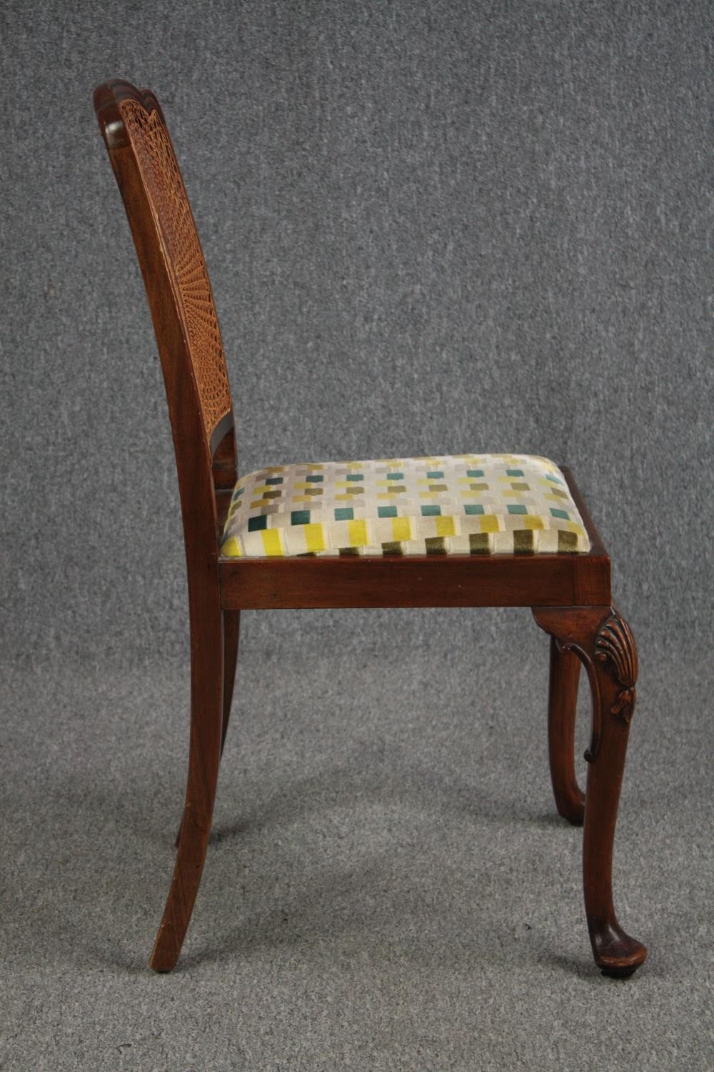 Dining chairs, a set of four Georgian style walnut with reupholstered drop in seats. - Image 4 of 6