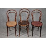 A set of three 19th century bentwood dining chairs.
