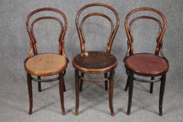 A set of three 19th century bentwood dining chairs.