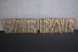 Two illuminated bar signs. Battery powered. H.21 W.49cm.(each)