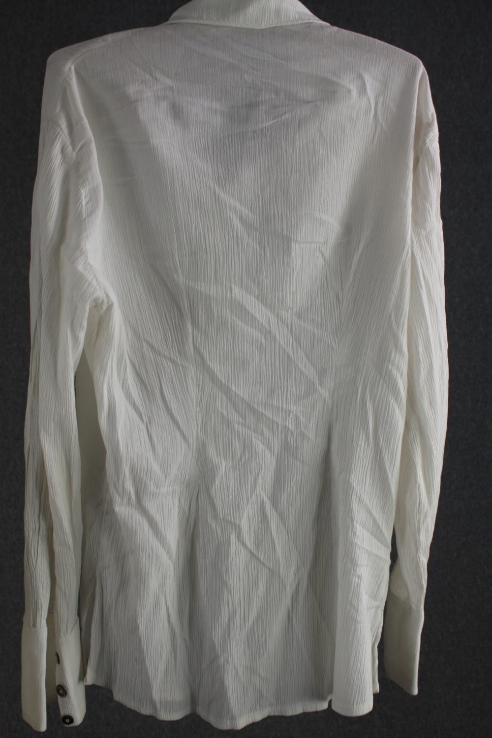 Two silk crepe white bespoke vintage shirts, (to fit chest 38'' approx). - Image 7 of 7