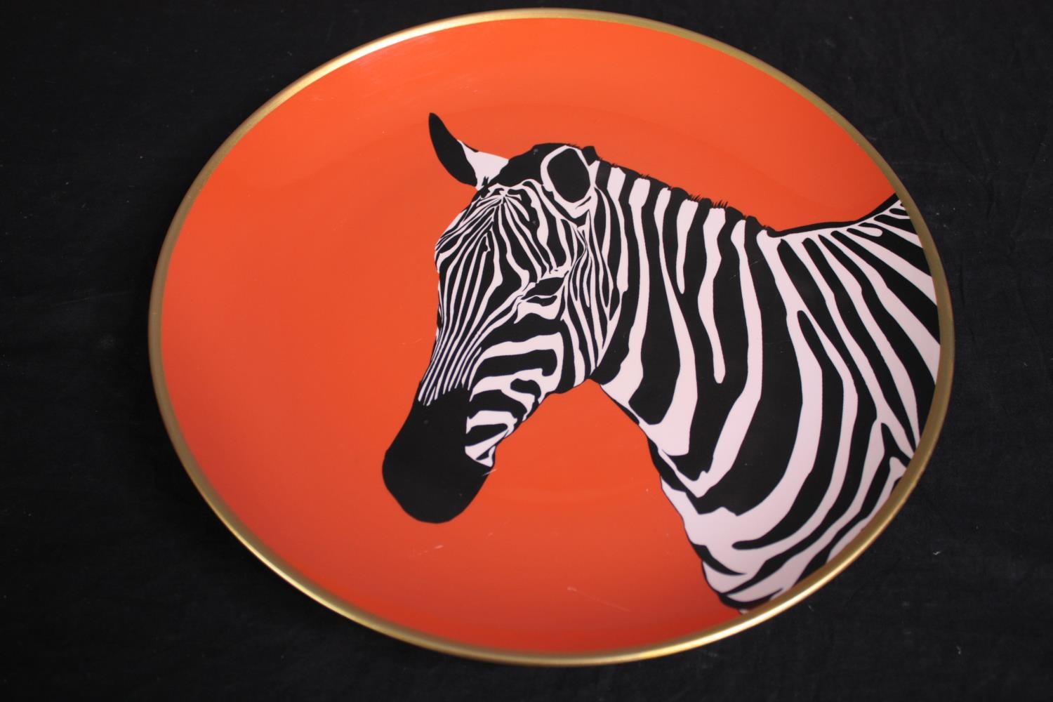 Four plates decorated with Zebras. Dia.30cm.(each) - Image 2 of 4