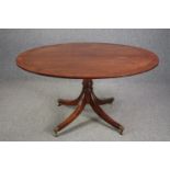 Dining or breakfast table, early 19th century style mahogany with ebony string inlay and tilt top