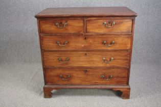 Chest of drawers, Georgian mahogany. (Replacement feet to the back). H.100 W.102 D.55cm.