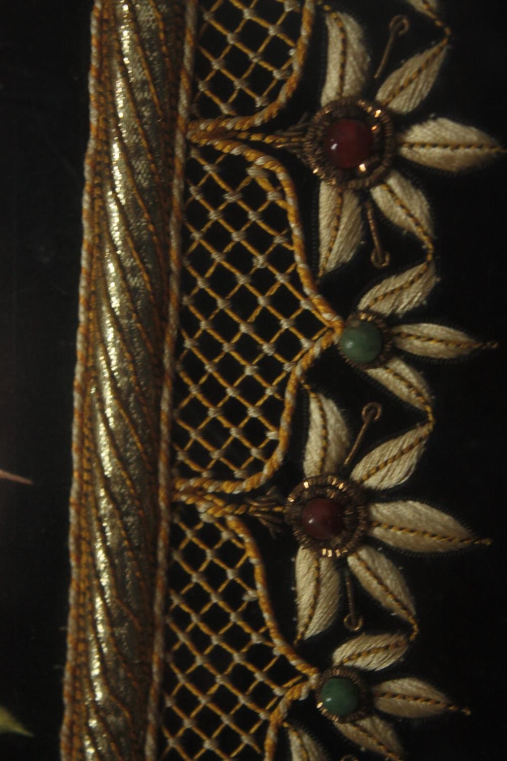 A large and highly detailed Persian embroidered male peacock. Well finished with intricate stitching - Image 6 of 7