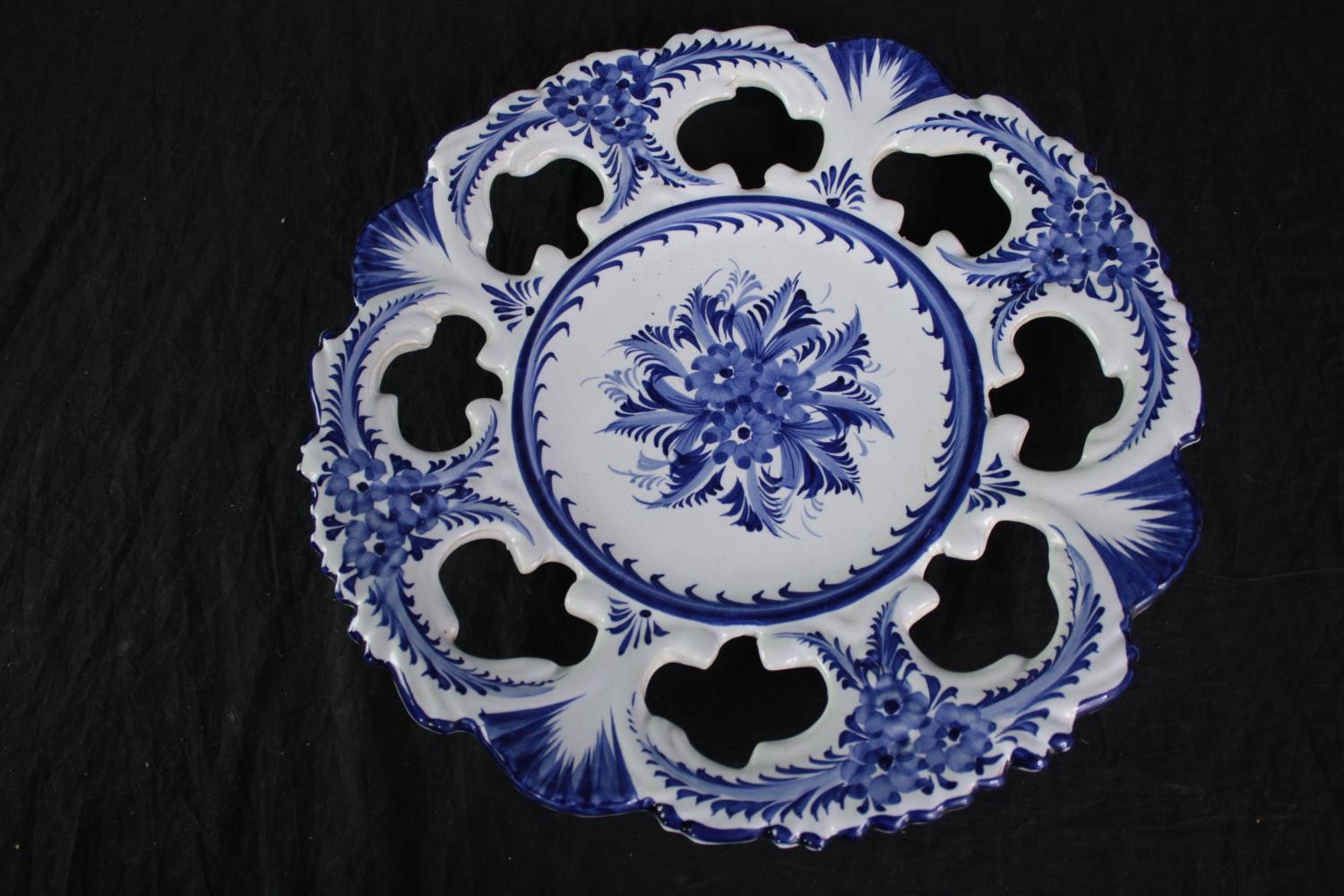 Five large decorative plates. Hand coloured with 'Portugal 483' written on the base. Dia.37 cm. ( - Image 4 of 11