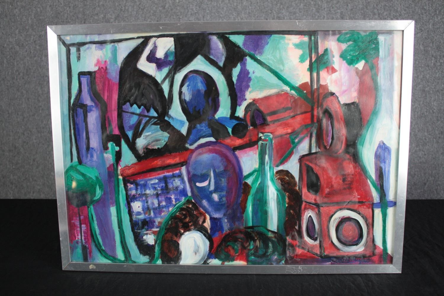 Oil painting on board. Abstract. Signed David Hughes bottom right. H.44 W.61 cm. - Image 2 of 4