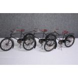 Three decorative model mini bikes. Metal. H.17 W.30cm. (each)