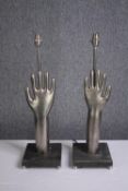 Two table lamps modelled off old shop glove stands. H.57cm. (each)