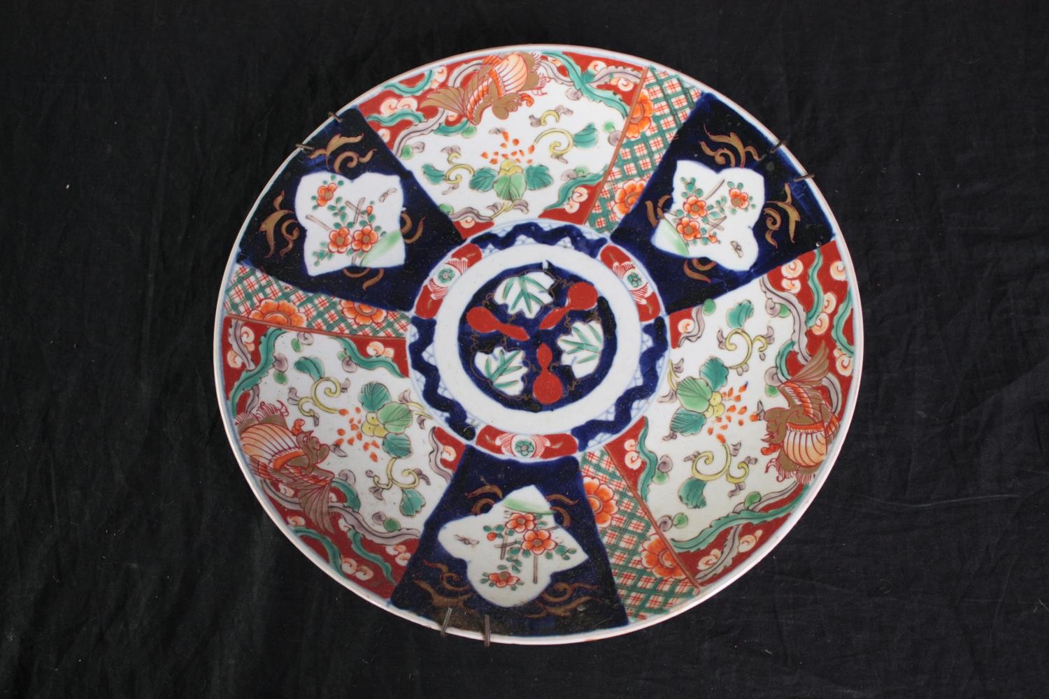 Five large decorative plates. Hand coloured with 'Portugal 483' written on the base. Dia.37 cm. ( - Image 10 of 11