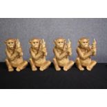 Four decorative monkeys. H.32cm. (each)