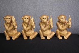 Four decorative monkeys. H.32cm. (each)