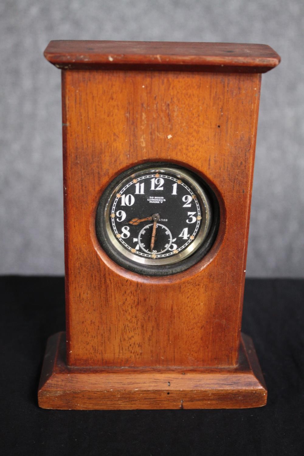 An old brass telephone, a hand wound paper calendar and, a wooden cased pocket watch. H.30cm. ( - Image 4 of 8