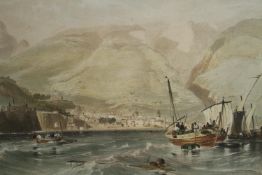 Funchal Bay. Lithograph. Framed and glazed. H.37 W.52cm.