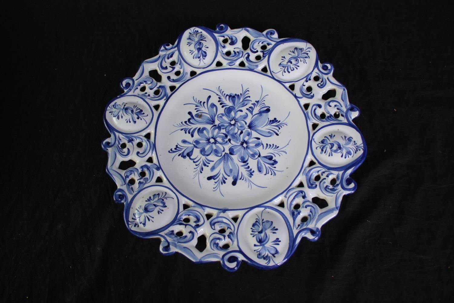 Five large decorative plates. Hand coloured with 'Portugal 483' written on the base. Dia.37 cm. ( - Image 8 of 11