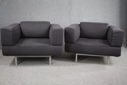 A pair of Reef swivel armchairs by Piero Lissoni for Cassina. H.70 W.100 D.86cm. (each)