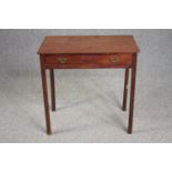 Side table, Georgian mahogany fitted with frieze drawer. H.72 W.73 D.43cm.