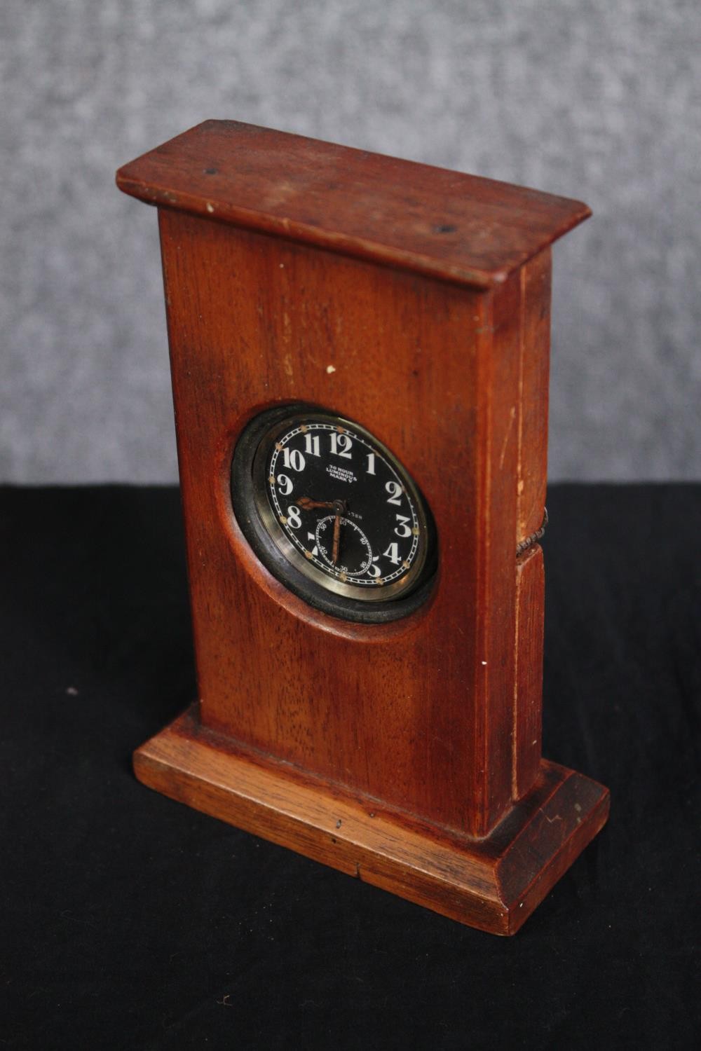 An old brass telephone, a hand wound paper calendar and, a wooden cased pocket watch. H.30cm. ( - Image 5 of 8