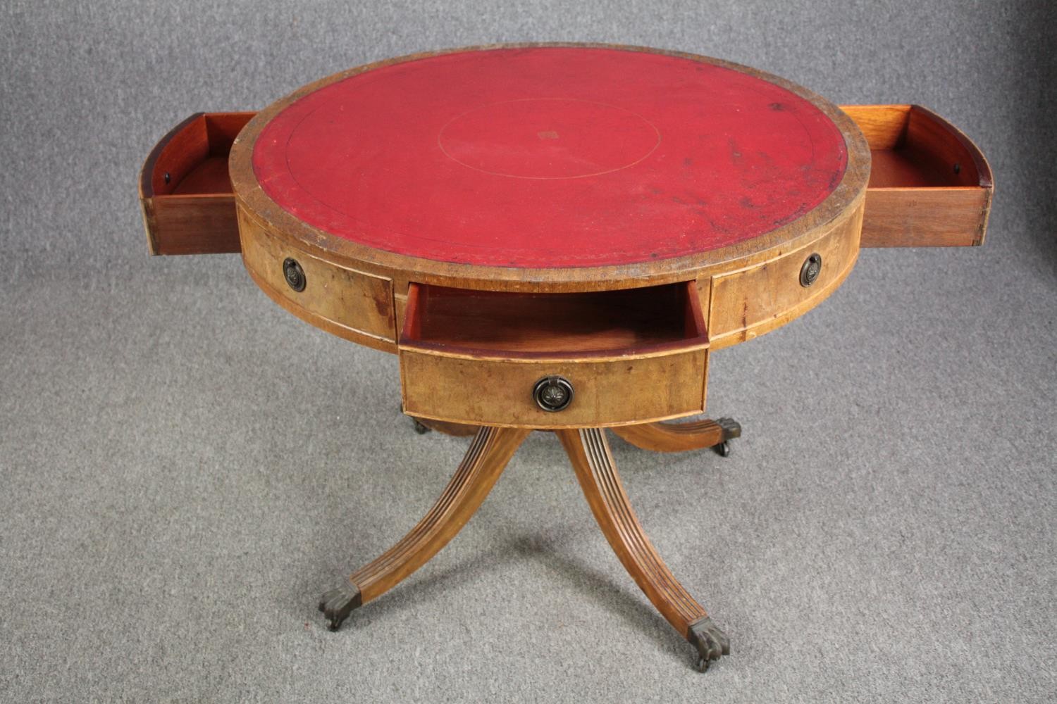 A Georgian style mahogany library drum table. H.72 Dia.92cm. - Image 4 of 6