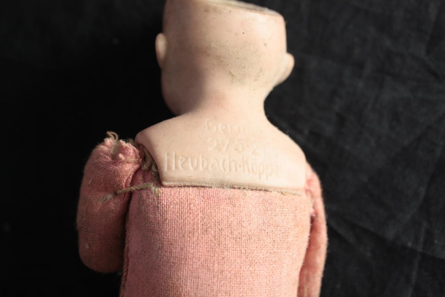 A collection of three dolls. With glass eyes. Two incomplete and missing arms. L.37cm. (largest) - Image 12 of 13