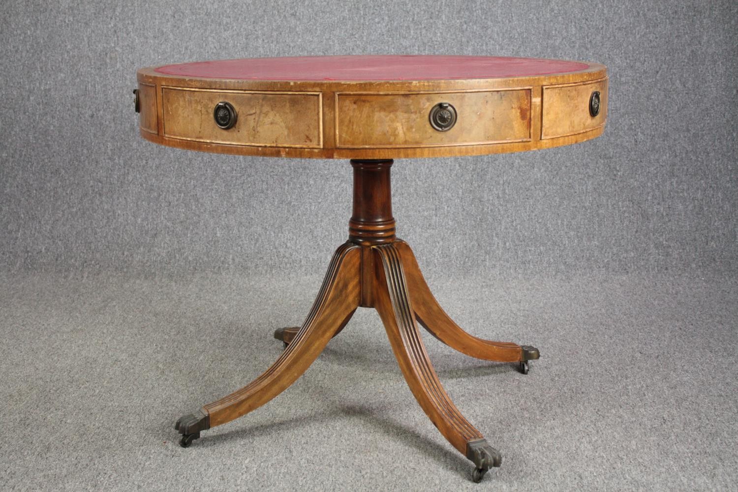 A Georgian style mahogany library drum table. H.72 Dia.92cm. - Image 2 of 6