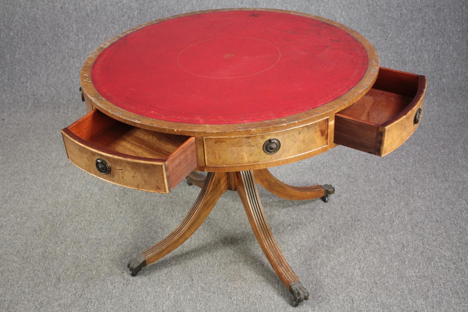 A Georgian style mahogany library drum table. H.72 Dia.92cm. - Image 3 of 6