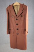 A vintage tailor made silk mix overcoat with maker's label, (to fit chest 38'' approx).