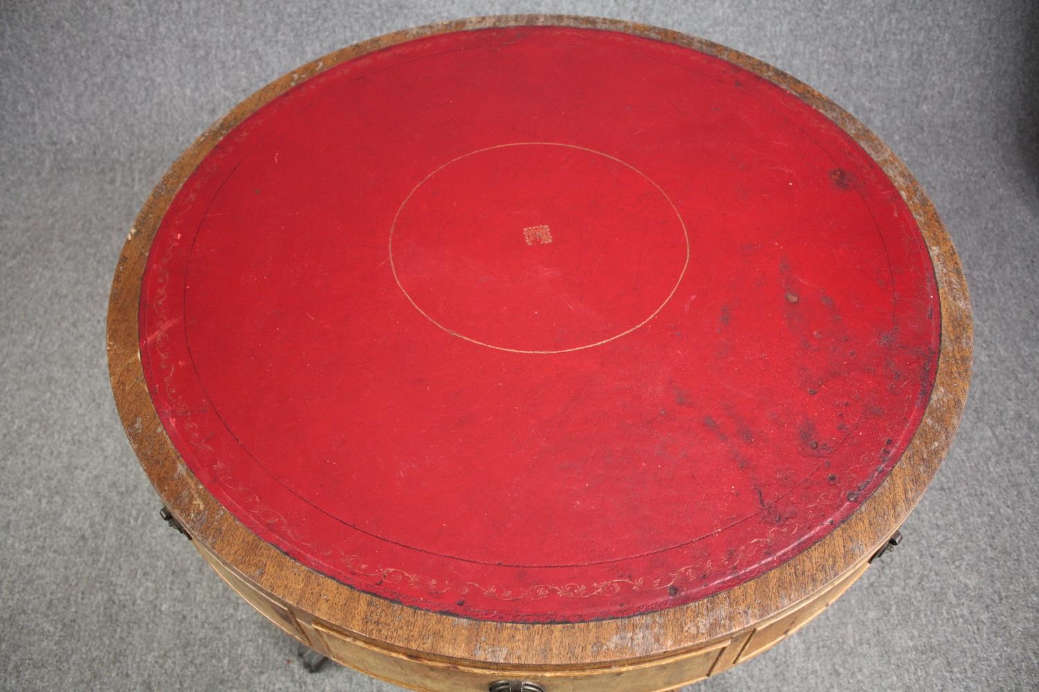 A Georgian style mahogany library drum table. H.72 Dia.92cm. - Image 6 of 6