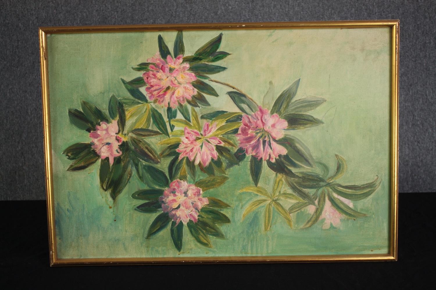 Oil painting on board. Flowers. Unsigned. Framed. H.52 W.76 cm. - Image 2 of 3