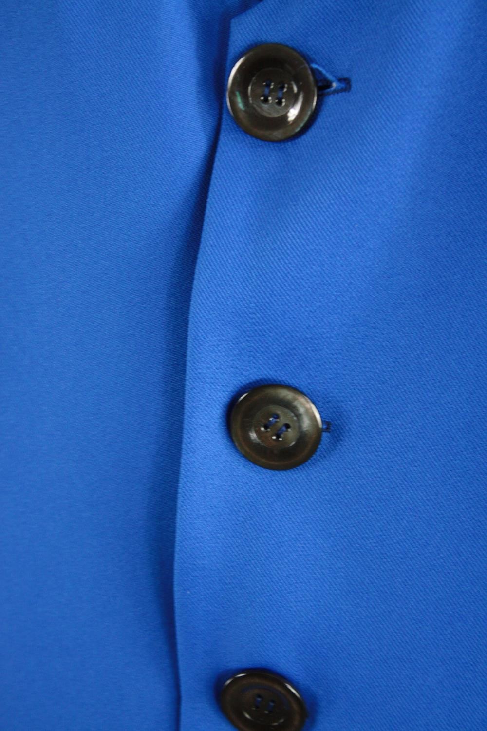 A vintage bespoke made blue two piece suit with mother of pearl buttons and flared bottoms, (to - Image 3 of 6