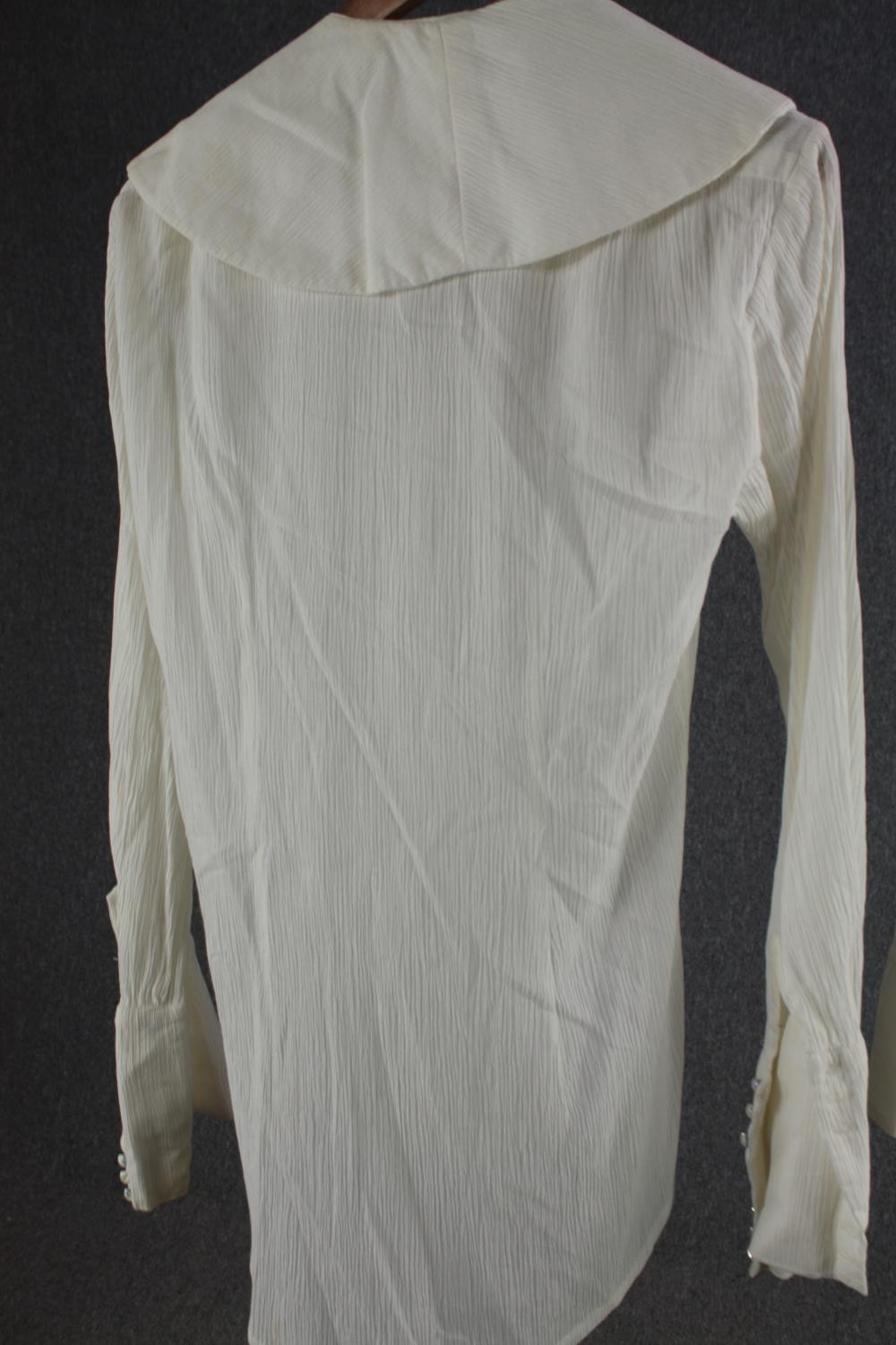 Two silk crepe white bespoke vintage shirts, (to fit chest 38'' approx). - Image 6 of 7