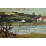 Alan Colton (postwar & contemporary painter). Acrylic on board. Landscape. Signed lower right and