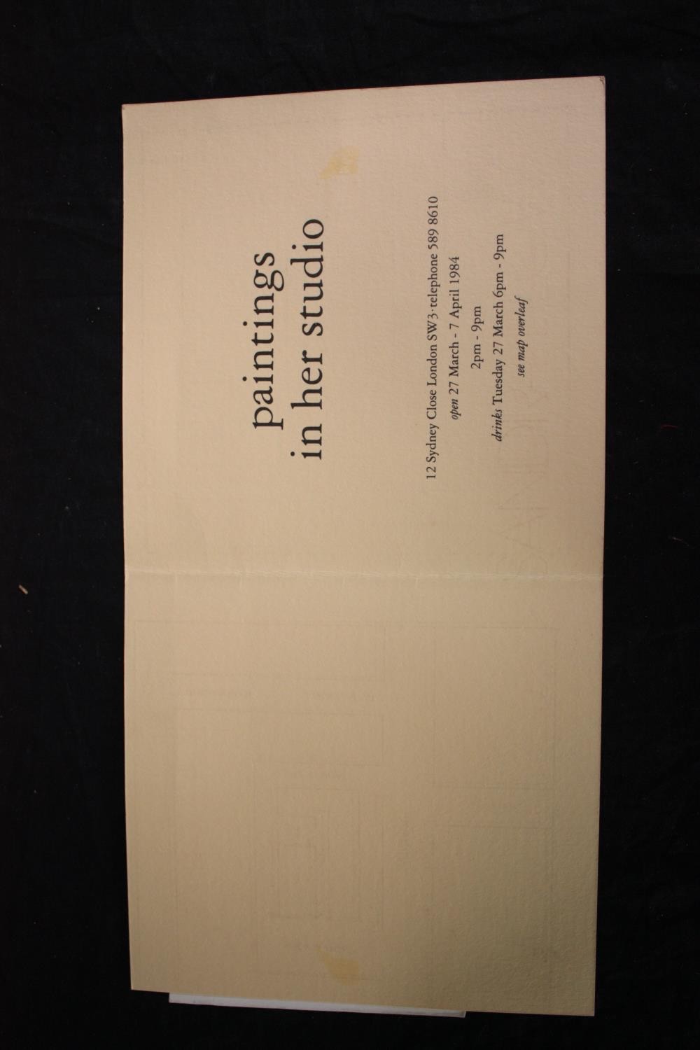 Sandra Blow. Exhibition invite with artwork tipped onto the cover. 'Paintings in her studio', - Image 3 of 4