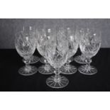 Nine sherry glasses. Cut glass. H.14cm. (each)