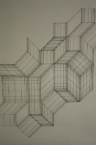 A 1960's geometric drawing. Signed 'Brian Goodridge' and dated 1966 on the back. H.73 W.59cm.