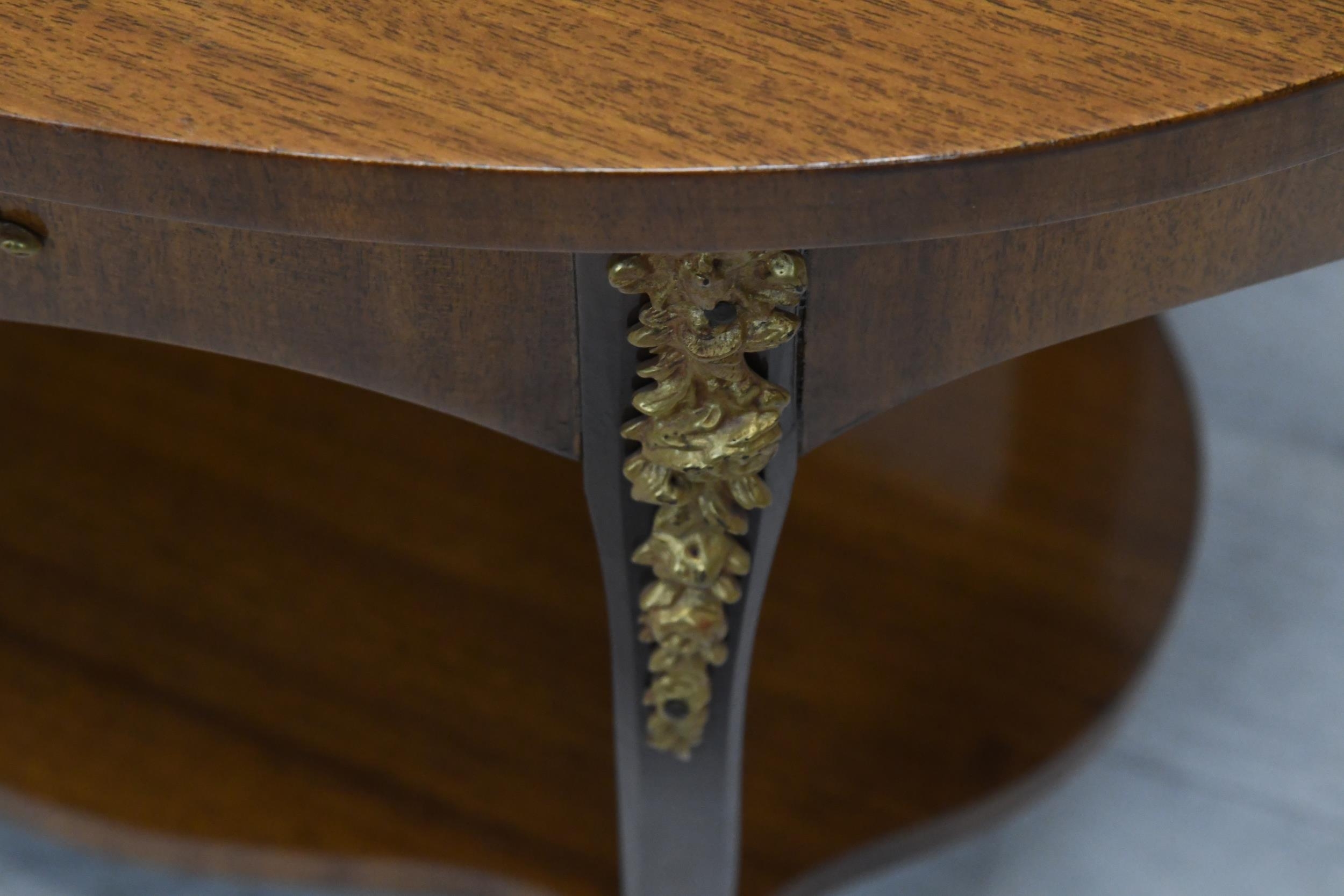 Lamp table, Louis XV style in burr walnut and crossbanded with ormolu mounts. H.47 W.58 D.37cm. - Image 3 of 3