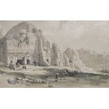 David Roberts (1796 - 1864). Lithograph. Petra, Eastern End of the Valley. Framed and glazed.