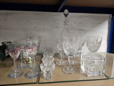 A miscellaneous collection of glasses and a decanter H.34cm.