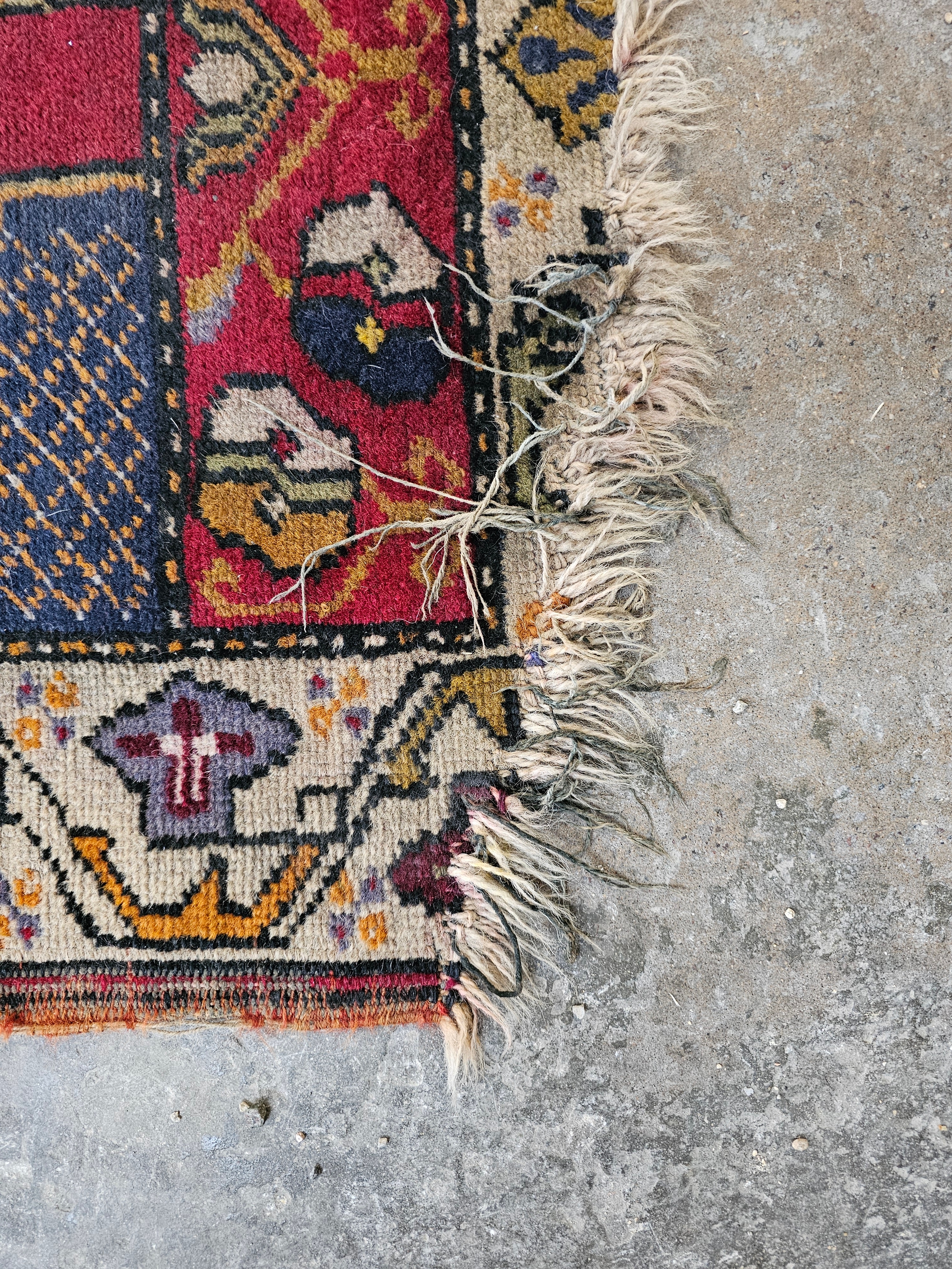 A Talish runner with repeating medallions on a burgundy ground. H.380 W.75cm. - Image 2 of 4