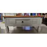 A contemporary antique style painted low table. H.45 W.100 D.60