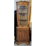 Corner cabinet, Georgian style yew. H.186 W.66 D.35cm.