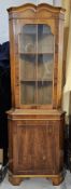 Corner cabinet, Georgian style yew. H.186 W.66 D.35cm.