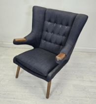 A Papa Bear style armchair model AB19 after a 1951 design by Hans Wegner. H.100 W.90 D.78cm.