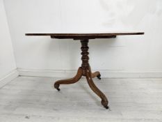 Breakfast table, early 19th century mahogany with tilt top action. H.72 W.107 D.67cm. H70 W.100 D.